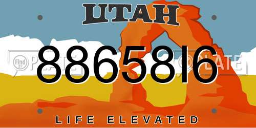 88658I6 Utah License Plate
