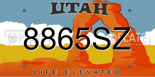 8865SZ Utah License Plate