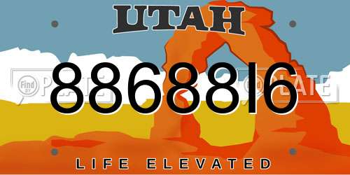 88688I6 Utah License Plate