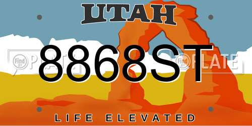 8868ST Utah License Plate
