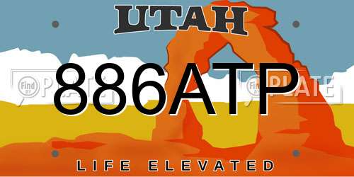 886ATP Utah License Plate