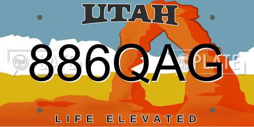 886QAG Utah License Plate