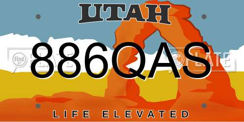 886QAS Utah License Plate