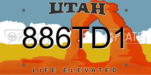 886TD1 Utah License Plate