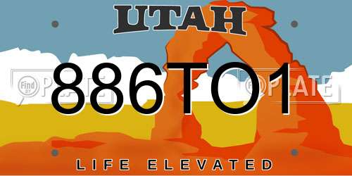 886TO1 Utah License Plate