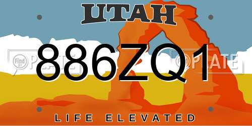 886ZQ1 Utah License Plate
