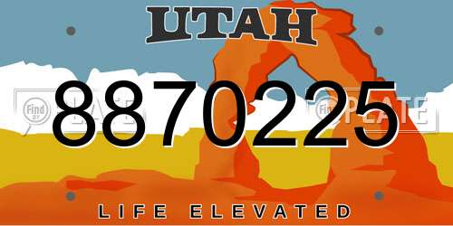 8870225 Utah License Plate