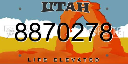8870278 Utah License Plate