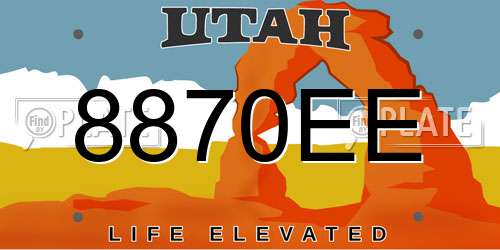 8870EE Utah License Plate