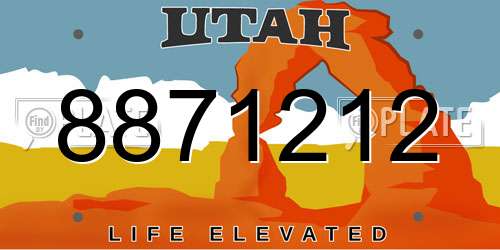 8871212 Utah License Plate