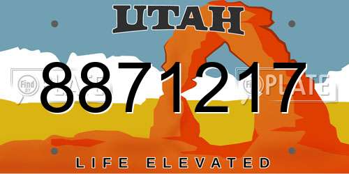 8871217 Utah License Plate