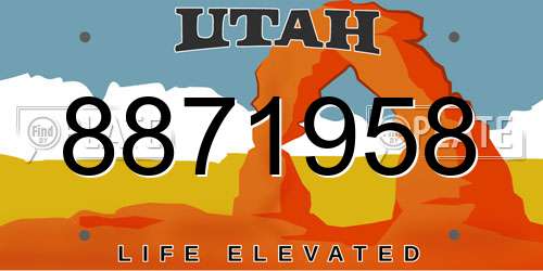 8871958 Utah License Plate