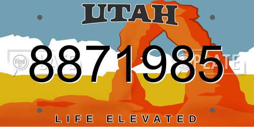 8871985 Utah License Plate