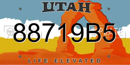 88719B5 Utah License Plate