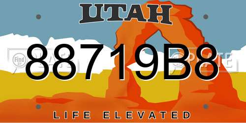 88719B8 Utah License Plate