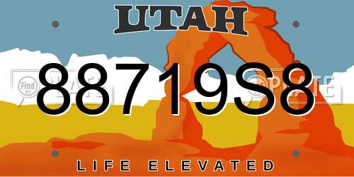 88719S8 Utah License Plate