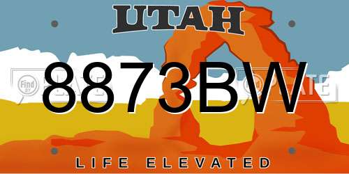 8873BW Utah License Plate