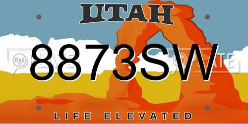 8873SW Utah License Plate