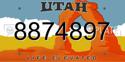 8874897 Utah License Plate