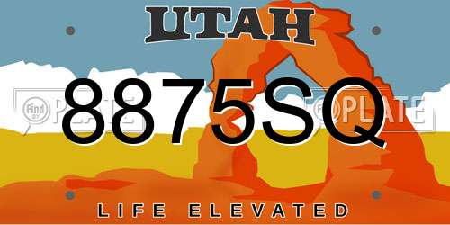 8875SQ Utah License Plate