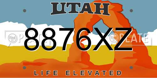 8876XZ Utah License Plate