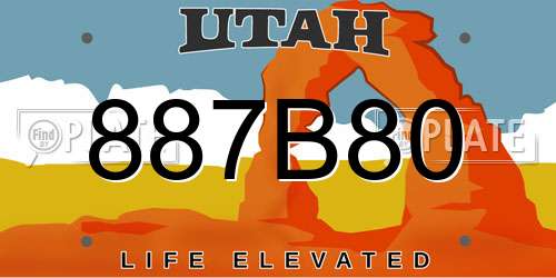 887B80 Utah License Plate