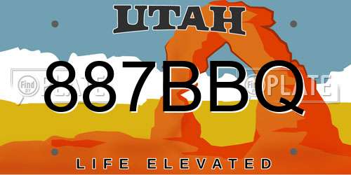 887BBQ Utah License Plate