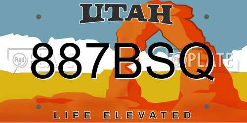 887BSQ Utah License Plate