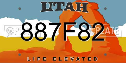 887F82 Utah License Plate