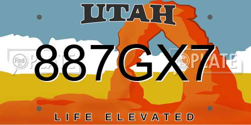 887GX7 Utah License Plate