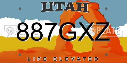 887GXZ Utah License Plate