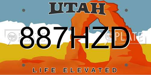 887HZD Utah License Plate