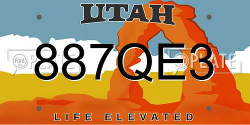 887QE3 Utah License Plate
