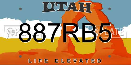 887RB5 Utah License Plate