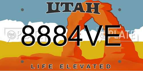 8884VE Utah License Plate