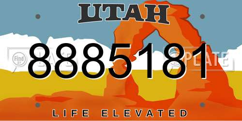 8885181 Utah License Plate