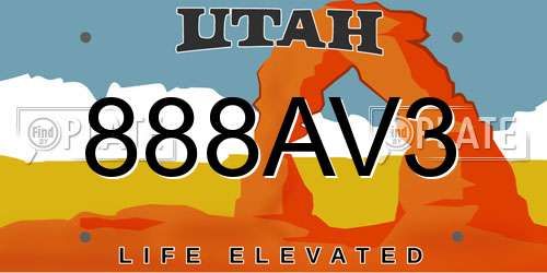 888AV3 Utah License Plate