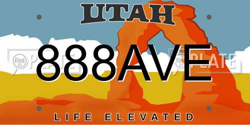 888AVE Utah License Plate
