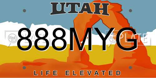888MYG Utah License Plate