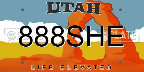 888SHE Utah License Plate
