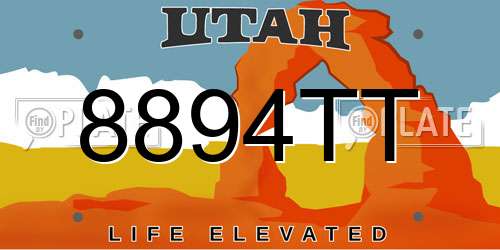 8894TT Utah License Plate