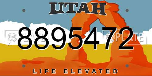 8895472 Utah License Plate