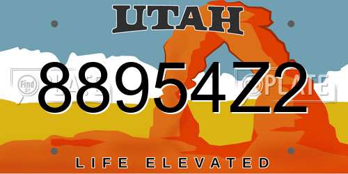 88954Z2 Utah License Plate