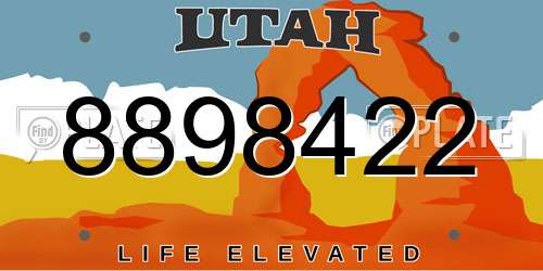 8898422 Utah License Plate