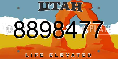 8898477 Utah License Plate