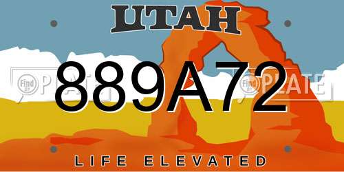 889A72 Utah License Plate