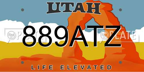 889ATZ Utah License Plate