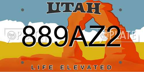889AZ2 Utah License Plate