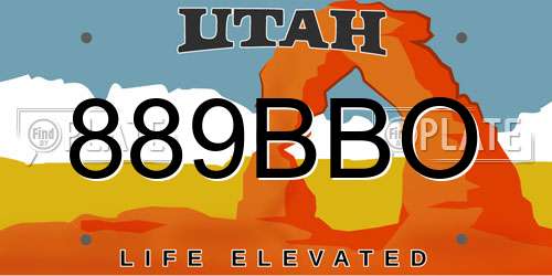 889BBO Utah License Plate