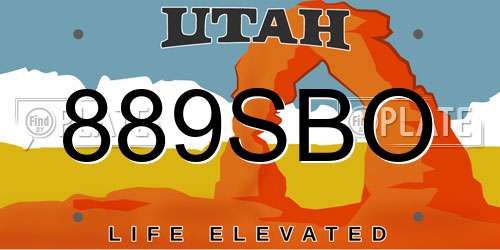 889SBO Utah License Plate